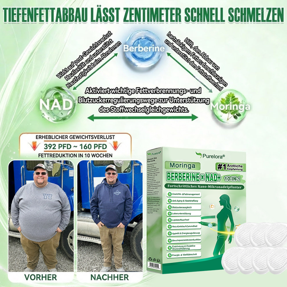 💖𝑶𝒏𝒍𝒊𝒏𝒆-𝑨𝒑𝒐𝒕𝒉𝒆𝒌𝒆💖丨Purelora® Moringa Berberinex NAD+ 10-in-1 Nano-Mikronadel-Patch (Nur einmal täglich, sichtbare Veränderungen in 7 Tagen) ✅ Für Übergewicht, lockere Haut, Diabetes, Schlafapnoe, Gelenkprobleme und mehr