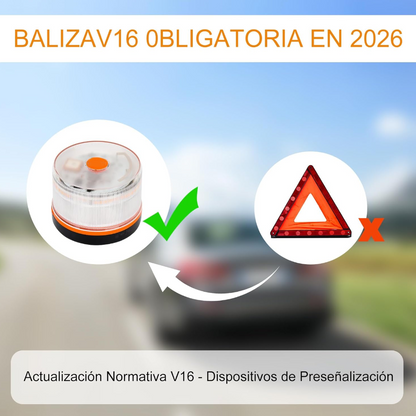 ⭐Recomendación de la DGT⭐Luz de Emergencia V16 DGT 3.0 – Aprobada 2026, Magnética IP54 – Cumple con la Normativa 2026