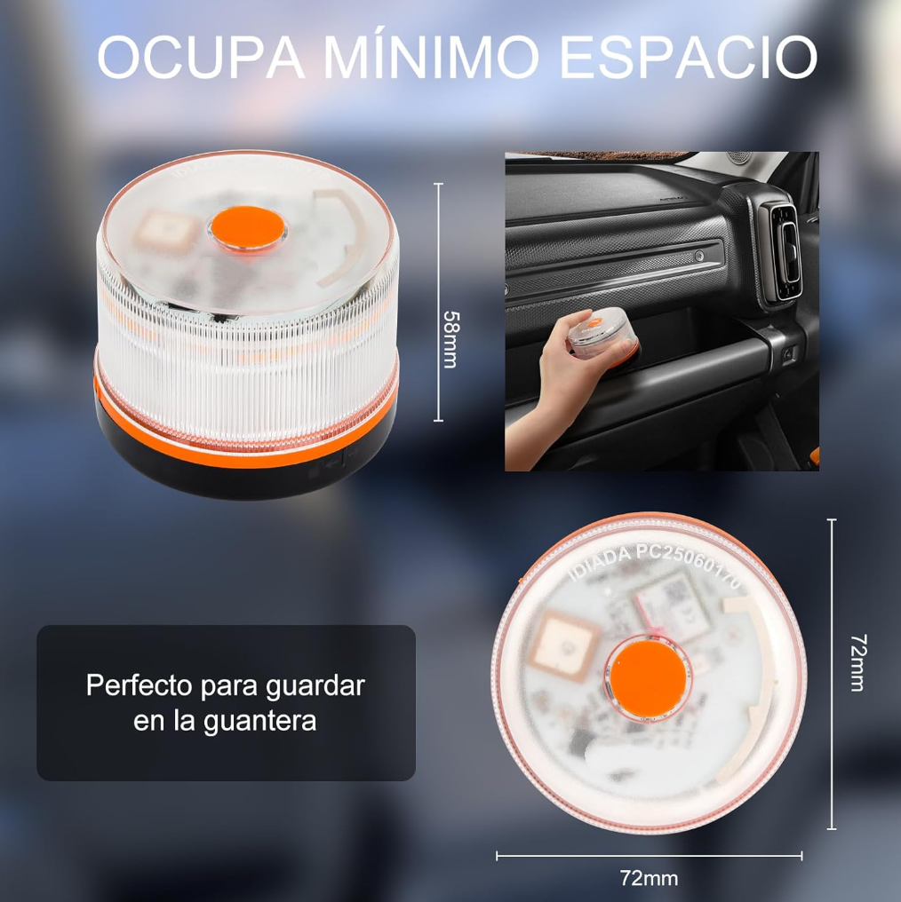 ⭐Recomendación de la DGT⭐Luz de Emergencia V16 DGT 3.0 – Aprobada 2026, Magnética IP54 – Cumple con la Normativa 2026