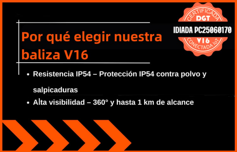 ⭐Recomendación de la DGT⭐Luz de Emergencia V16 DGT 3.0 – Aprobada 2026, Magnética IP54 – Cumple con la Normativa 2026