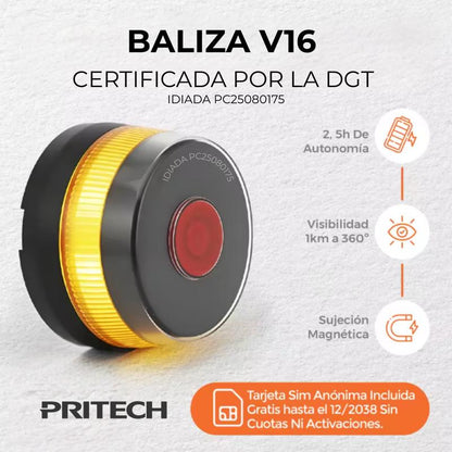 🔥🔥Recomendación de la DGT🔥 Baliza de Emergencia V16 3.0 – Aprobada para 2026, Magnética IP54 y conforme a la normativa vigente