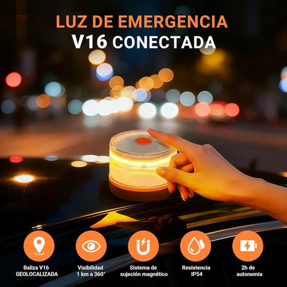 ⭐Recomendación de la DGT⭐Luz de Emergencia V16 DGT 3.0 – Aprobada 2026, Magnética IP54 – Cumple con la Normativa 2026