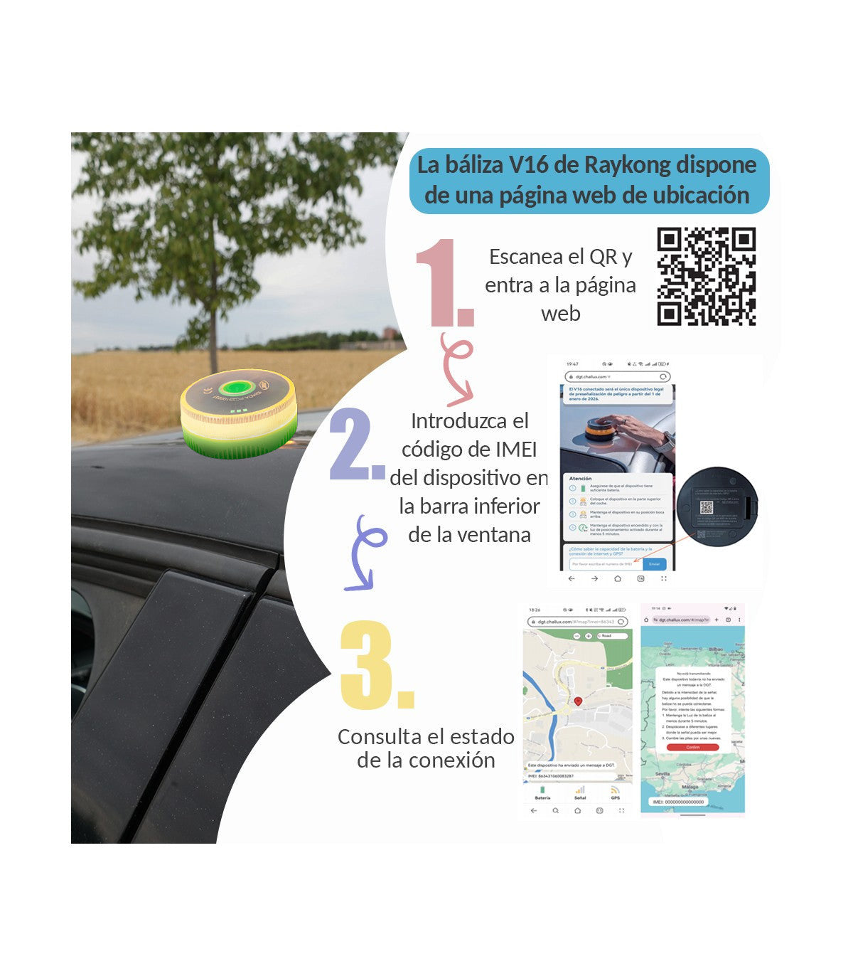 ⭐⭐Especial de Navidad: 80% DE DESCUENTO⭐⭐Baliza V16 | 2ª GENERACION Geolocalización DGT 3.0 | Luz Emergencia Coche Homologado DGT | SIM y Datos Pagados hasta 2038